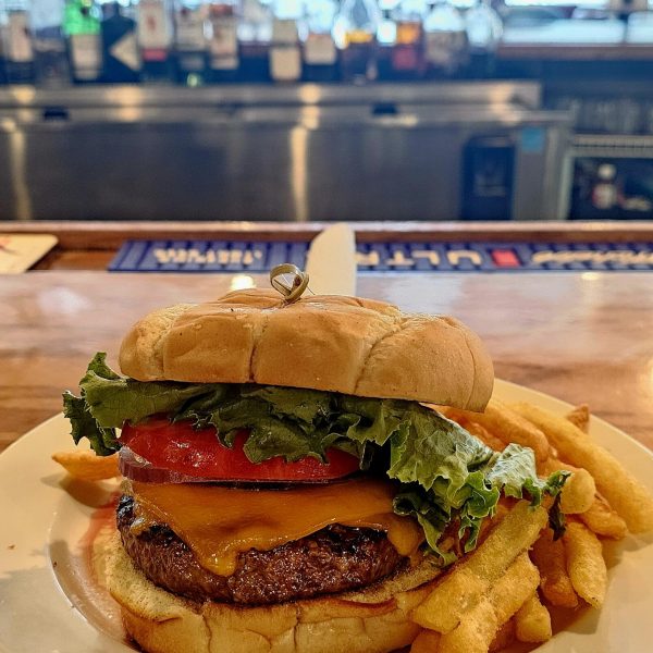 cheeseburger with fries